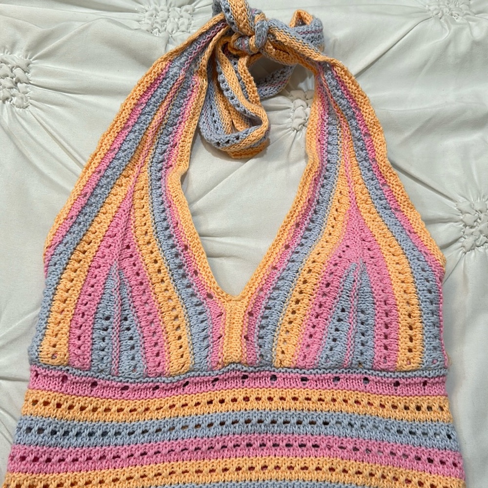 colorful crochet Hollister tank top Size XS